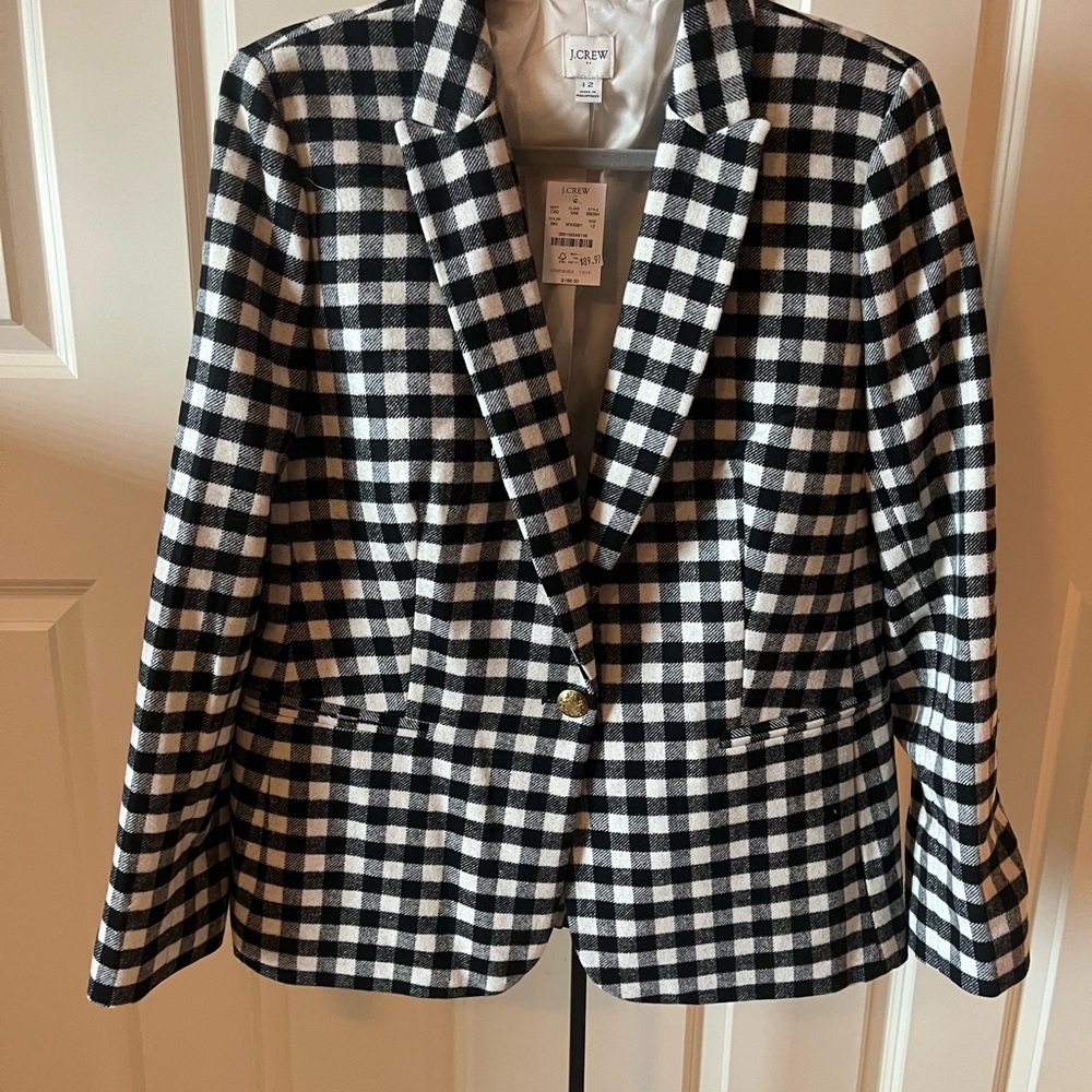 J. Crew wool blend Black and White Checkered Women's Blazer
